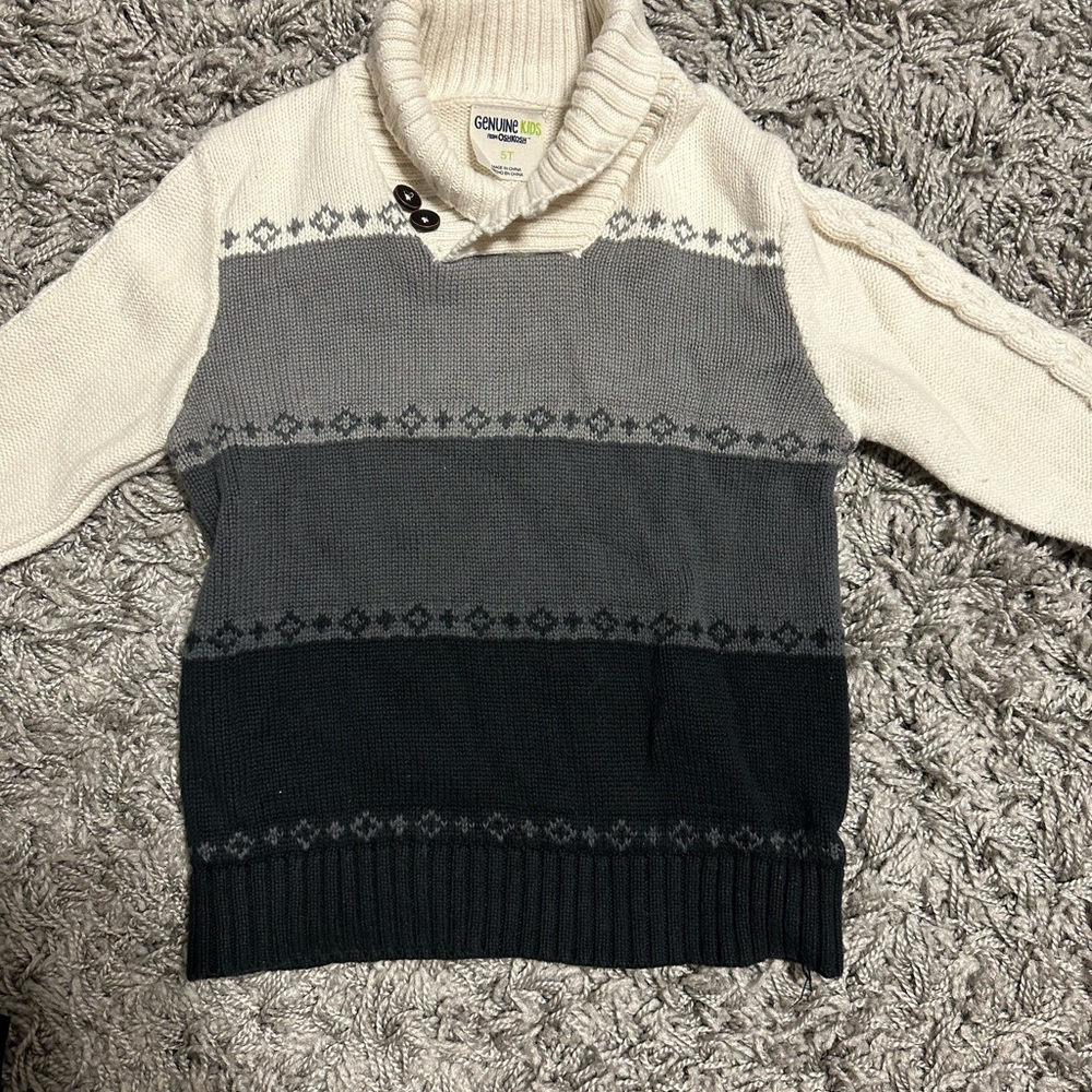 OshKosh B'gosh Cream and Gray Turtleneck Sweater